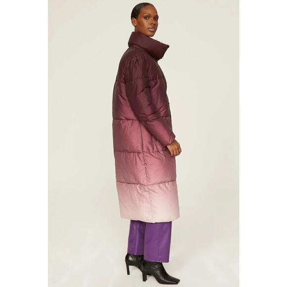 Busayo Collective Ombre Parka Jacket Quilted Puffer Coat Winter Red Small - Picture 2 of 10